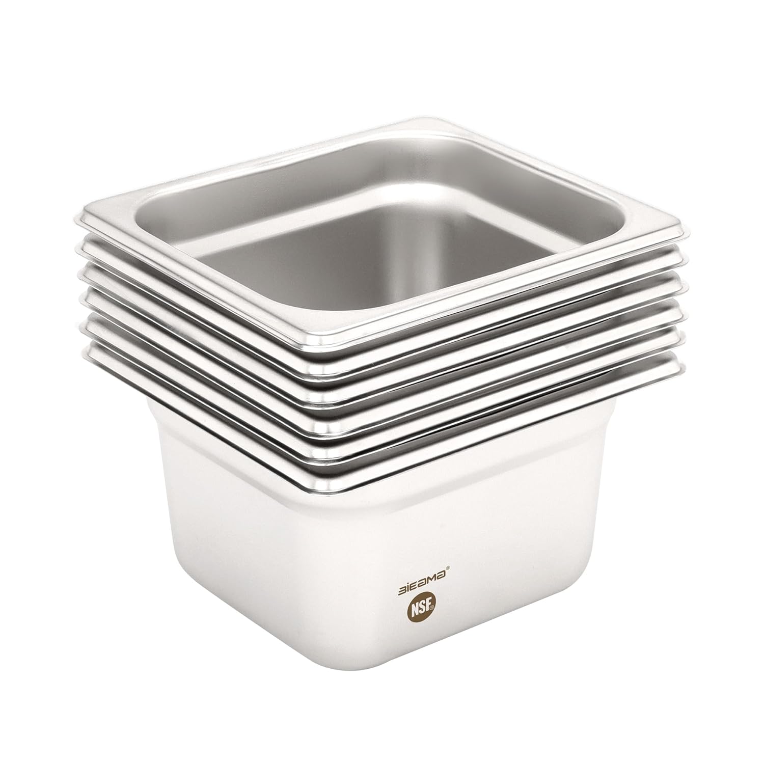 6 Pack Hotel Pans, 1/6 Size 4in Deep, NSF Commercial Use