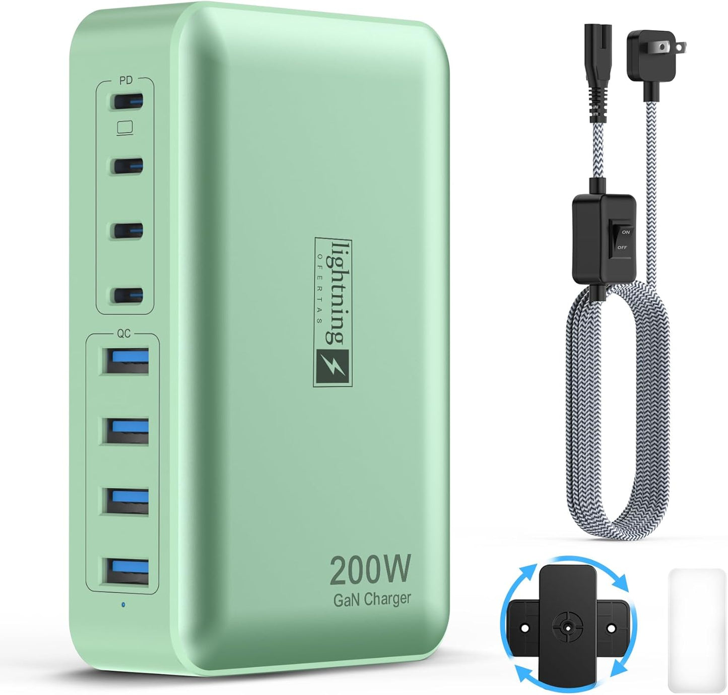 8-Port Multiple Charger Station 200W for Fast Device Charging