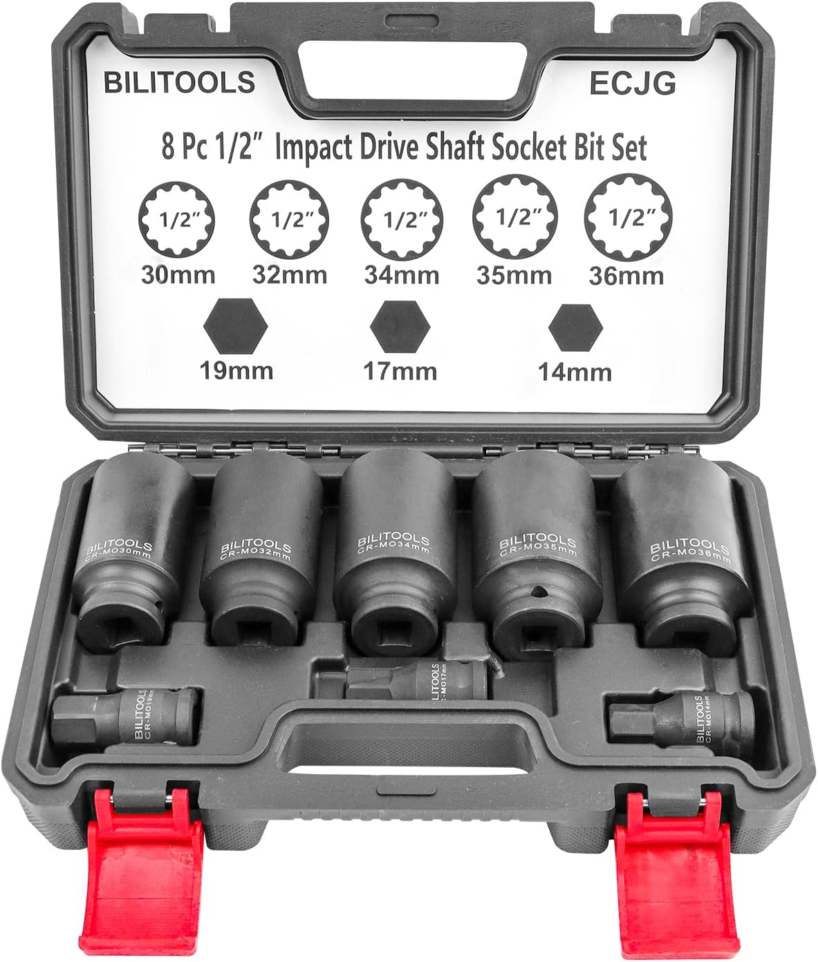 BILITOOLS 12 Point Axle Nut Socket Set for Vehicle Maintenance