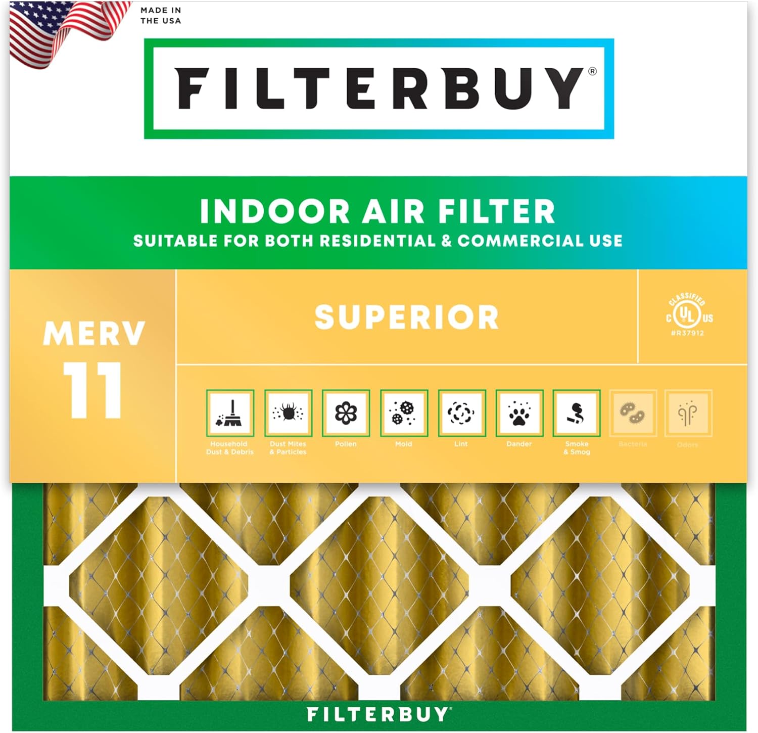 Filterbuy 20x20x4 Air Filter MERV 11 for Pet and Allergy Defense