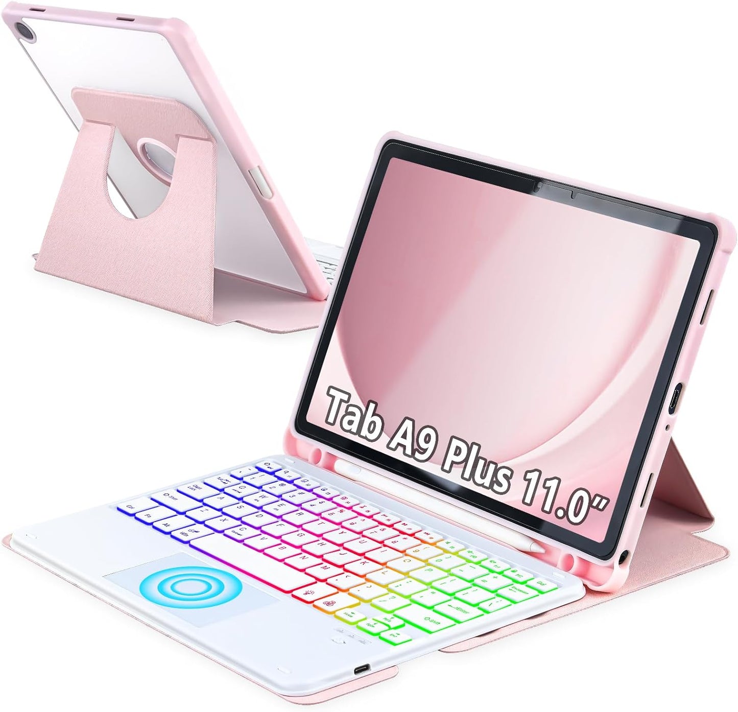 Touchpad Keyboard Case for Samsung Galaxy Tab A9 Plus 11 in Pink