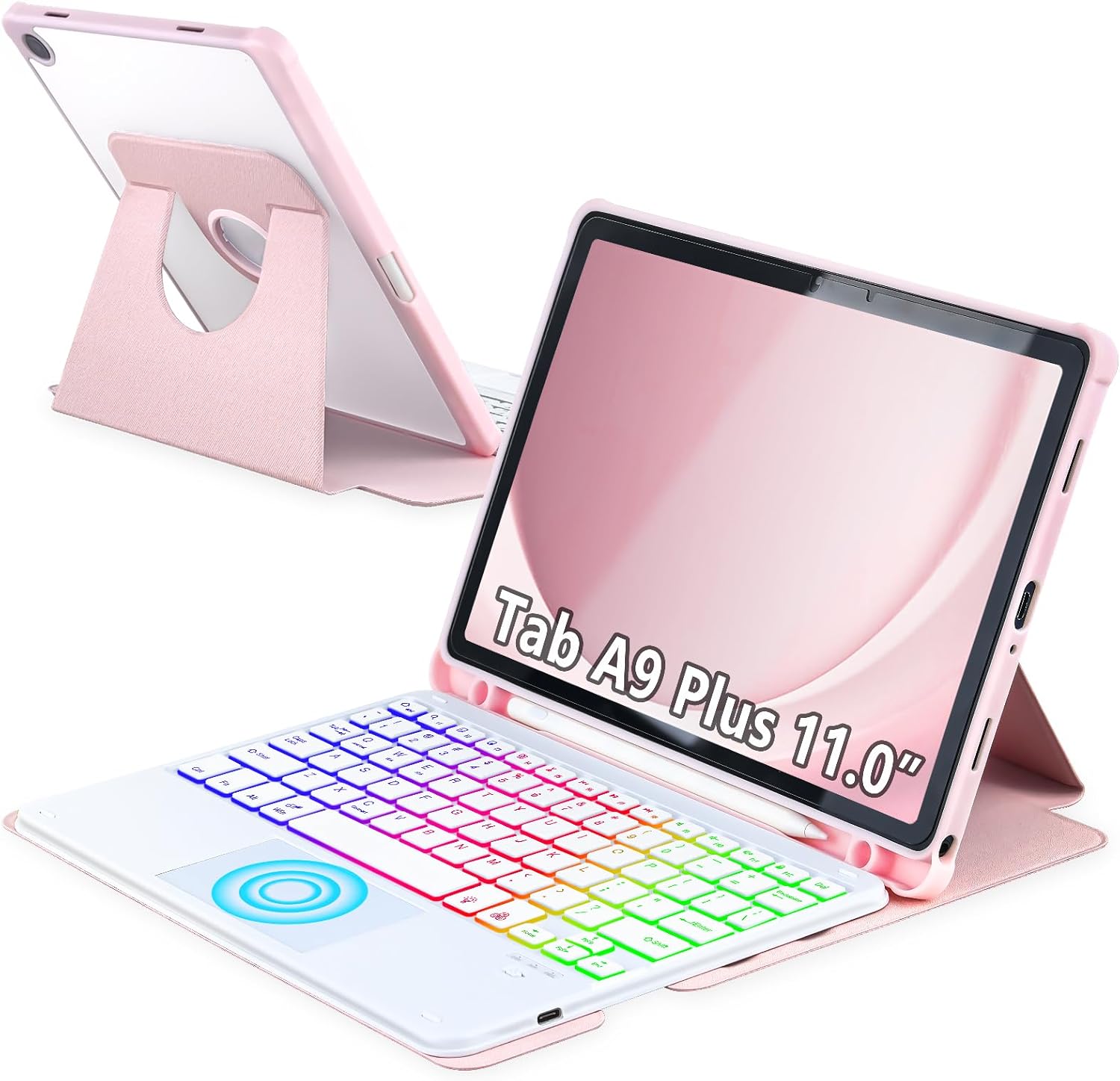Touchpad Keyboard Case for Samsung Galaxy Tab A9 Plus 11 in Pink