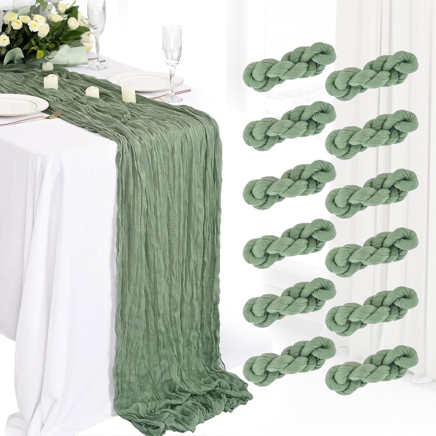 12 Pack Cheesecloth Table Runner for Elegant Party Decor