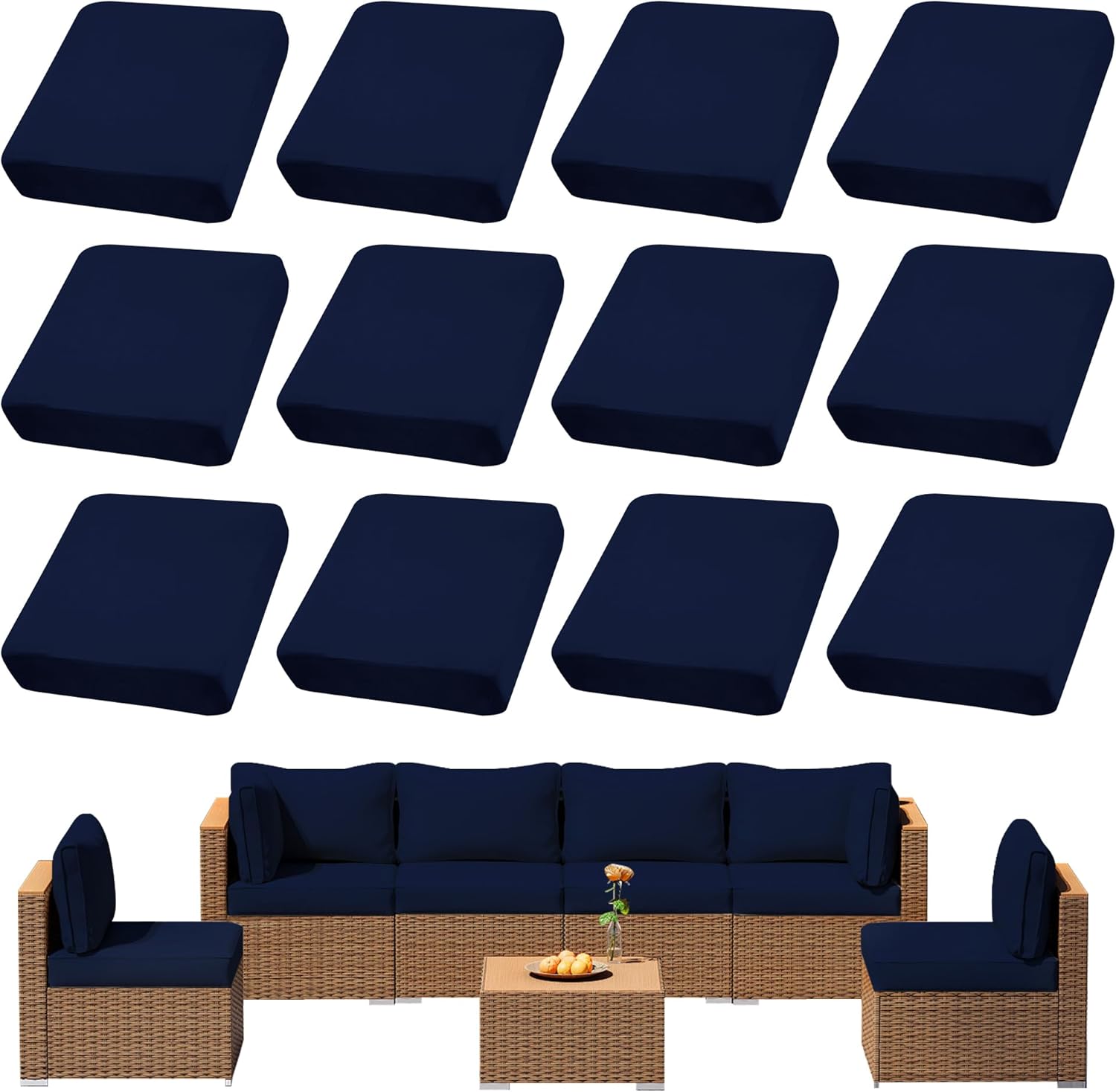 12Pcs Waterproof Outdoor Cushion Covers for Patio Furniture