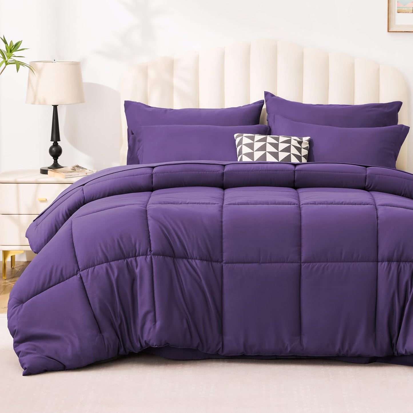 Twin Comforter Set Dark Purple - Soft Lightweight Bedding Set