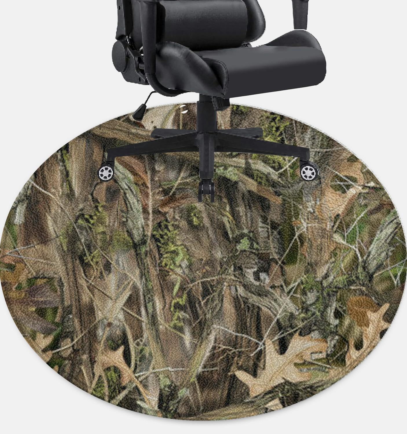 Protective Gaming Chair Mat, 4ft Round Mossy Oak Camo Rug