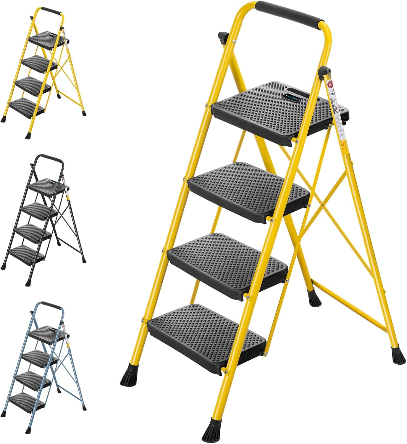 TICONN 4 Step Ladder - Heavy Duty Foldable Step Stool for Home