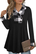 Bebonnie Womens Long Sleeve V Neck Tunic Top - Flowy Casual Fit