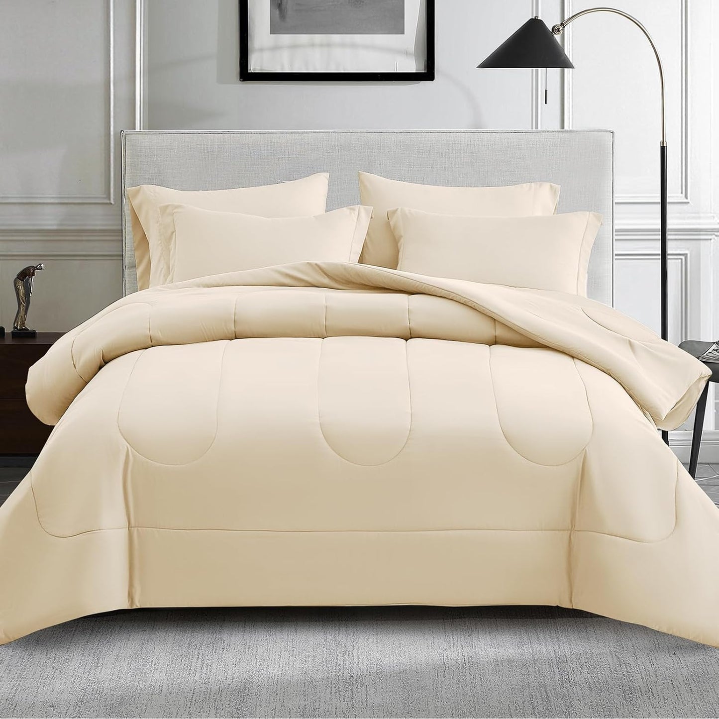 Maple&Stone Cream Full Comforter Set - 7 Piece Bedding Solution