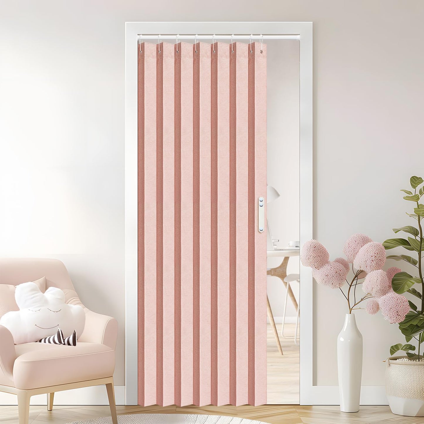 Vatge Doorway Curtains Accordion Pink Curtains for Girls' Room