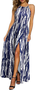 Women's Summer Maxi Dress Halter Split Sundress - Flowy Vacation Dress