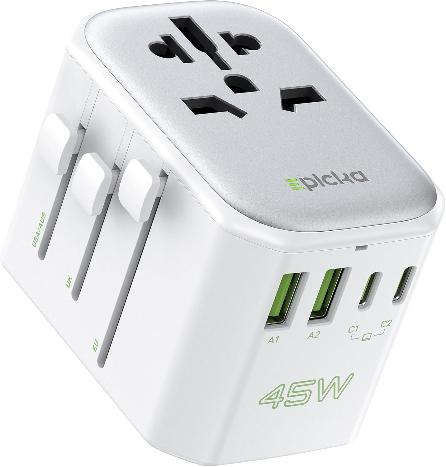 EPICKA Pulse 45W European Travel Plug Adapter for Global Use