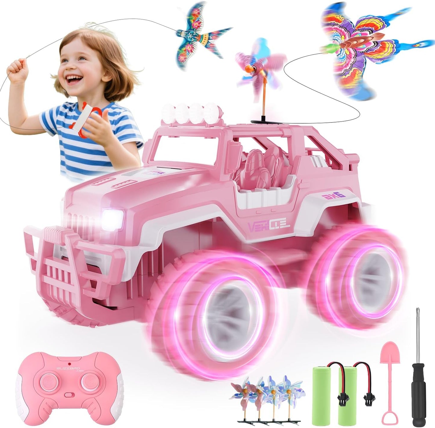 BEZGAR Remote Control Car for Girls - Pink RC Jeep Set Fun