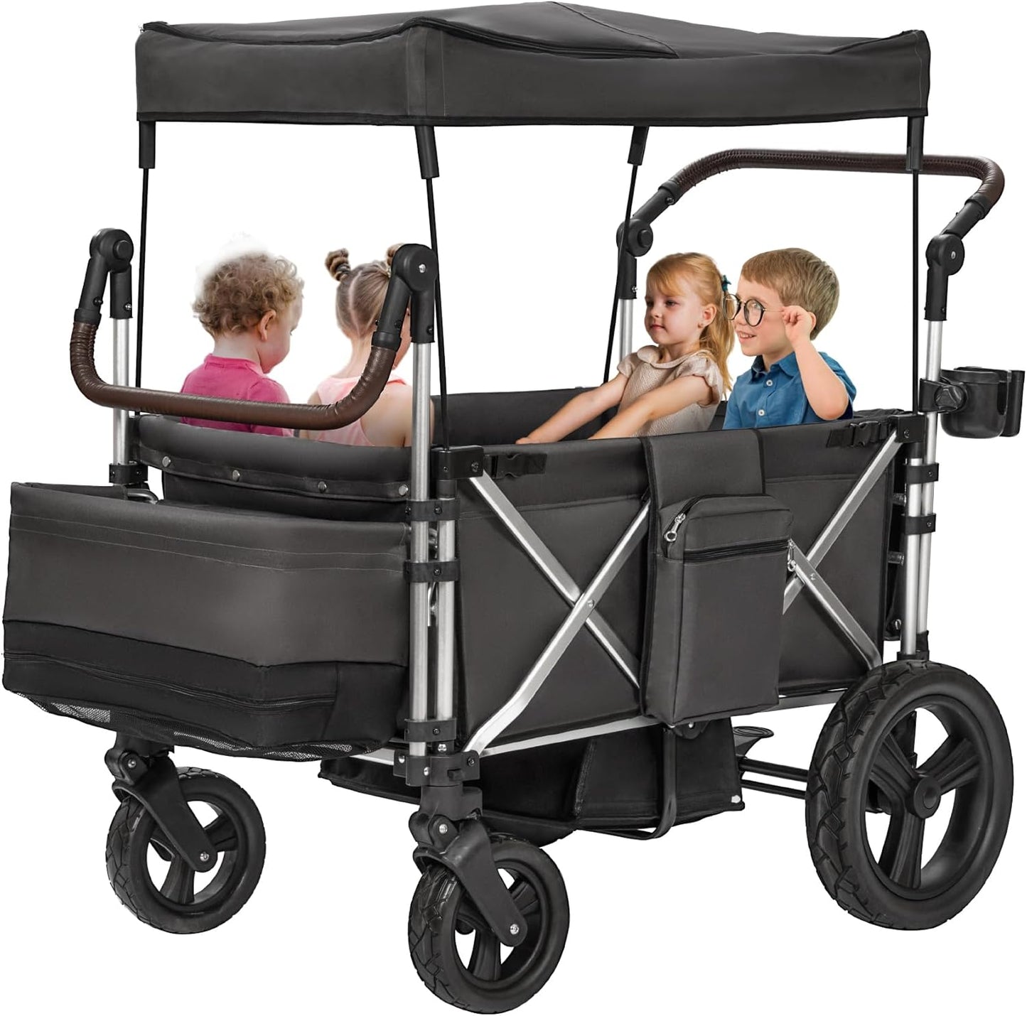 Stroller Wagon 4 Seater with Canopy and Safety Features