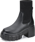 FITORY Womens Chelsea Boots - Chunky Mid Heel Slip On Style