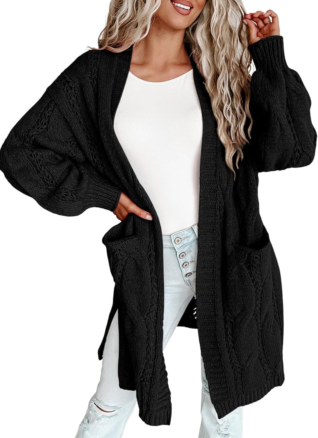 Dokotoo Long Cardigans for Women Open Front Lightweight Sweaters