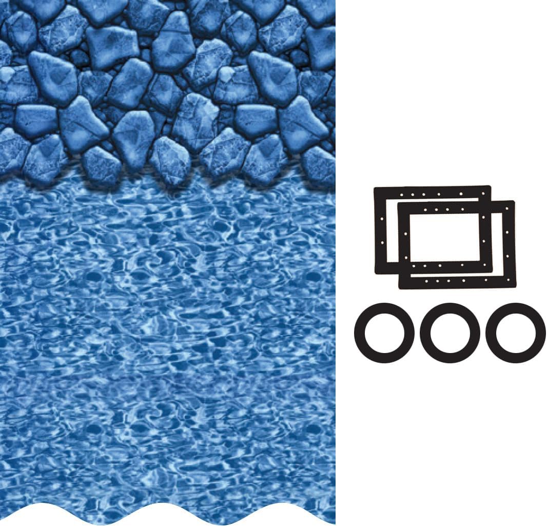 Smartline 24 ft Round Swimming Pool Liner with Boulder Swirl Design