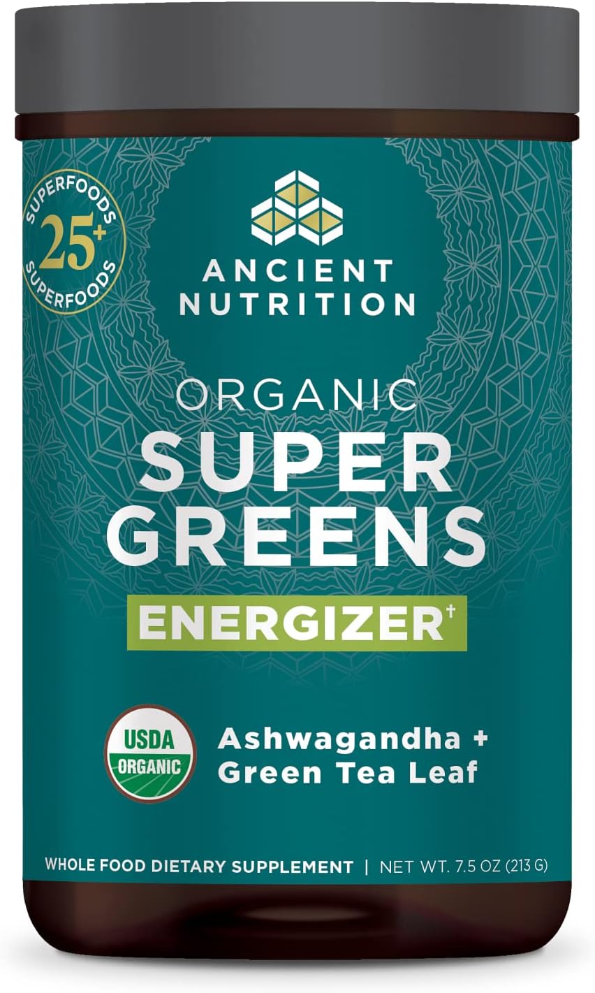 Organic SuperGreens Energizer Powder for Digestive and Energy Support