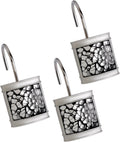 Crackled Glass Silver Shower Curtain Hooks Decorative - Set of 12
