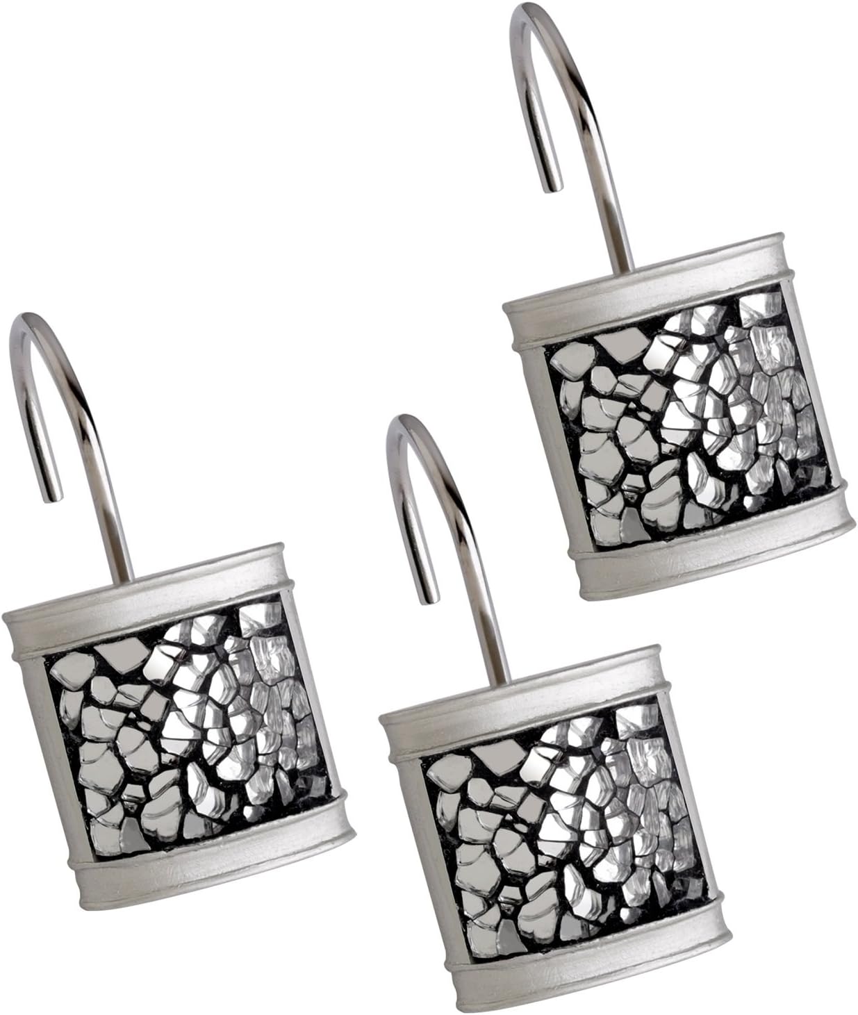 Elegant Set of 12 Crackled Glass Shower Hooks