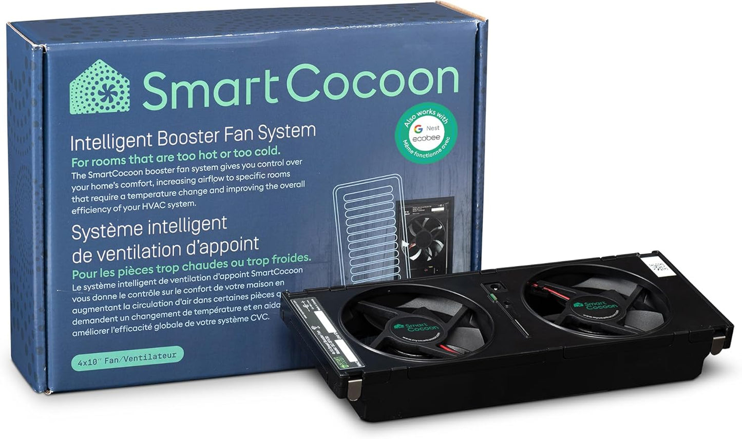 SMARTCOCOON 4x10 Booster Fan - Syncs with Ecobee & Nest - Boosts Bedroom Airflow