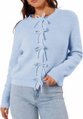Women's Cardigan Sweaters Bow Button Down Cardigan - Cute Fall Knit