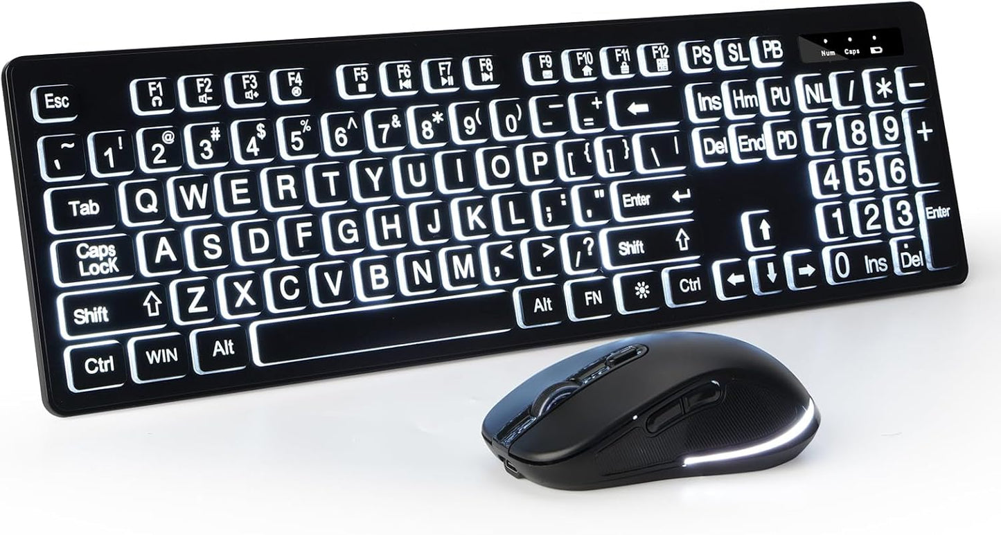 Easy Read Wireless Keyboard & Mouse Set