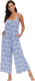 wexcen Jumpsuits for Women Floral Wide Leg Spaghetti Strap - Casual