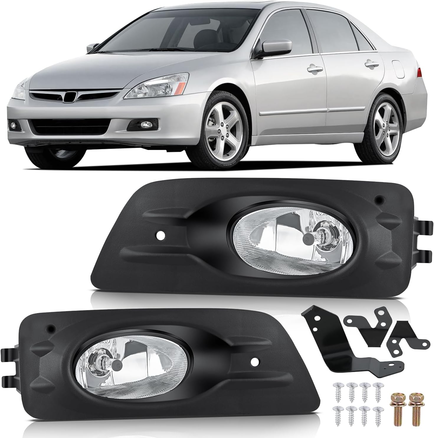 Nilight Fog Lights Assembly for 2006-2007 Honda Accord Sedan