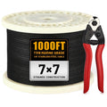 1000FT 1/8ft Black T316 Stainless Steel Wire Rope for Deck Railing
