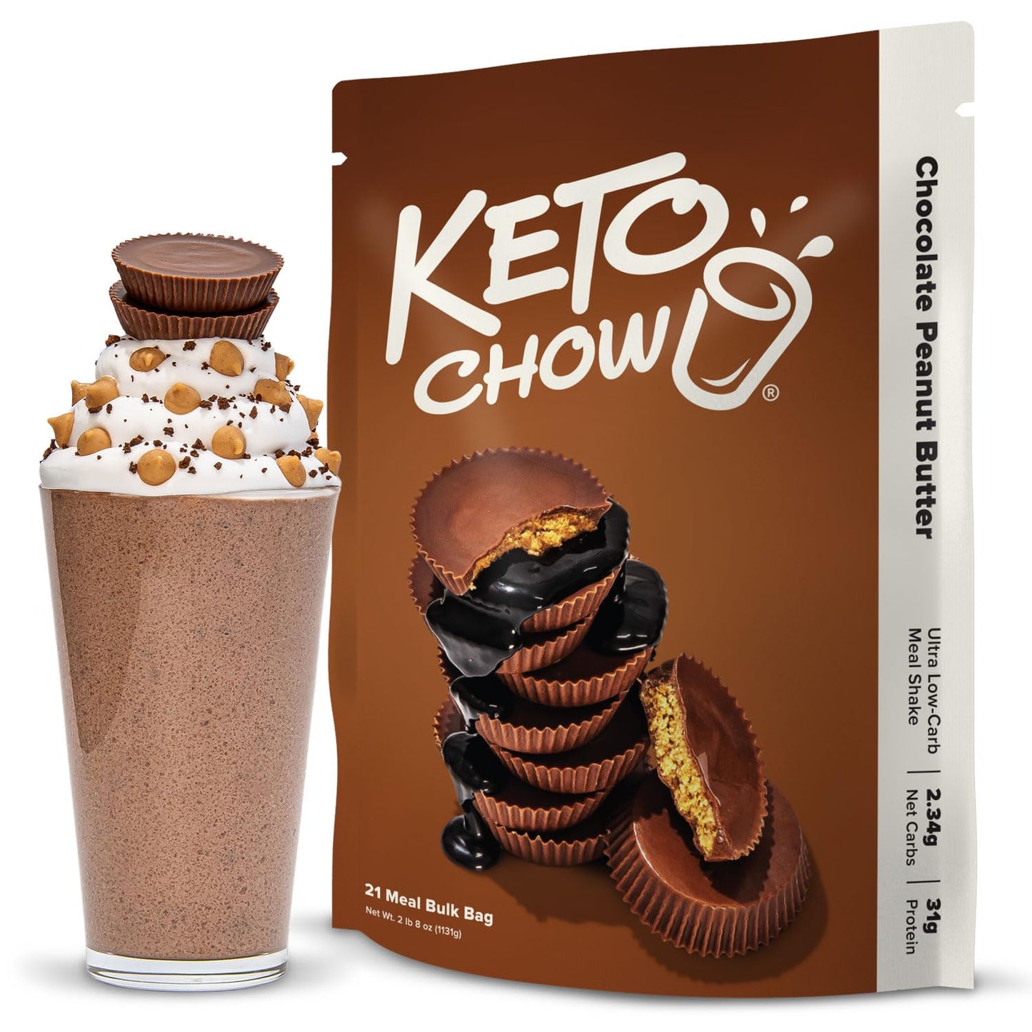 Keto Chow Chocolate Peanut Butter Meal Replacement Shake Powder