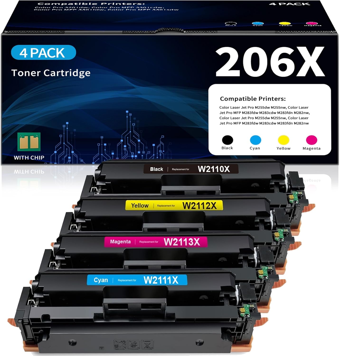 206X Toner Cartridges Set for HP Color Laserjet Pro MFP Series