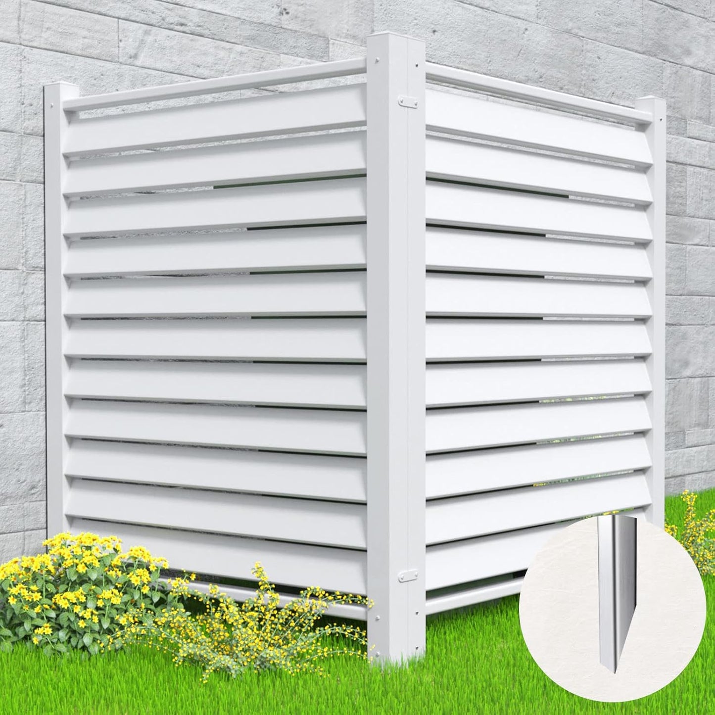 White No Dig Outdoor Privacy Fence Panels - 2-Pack