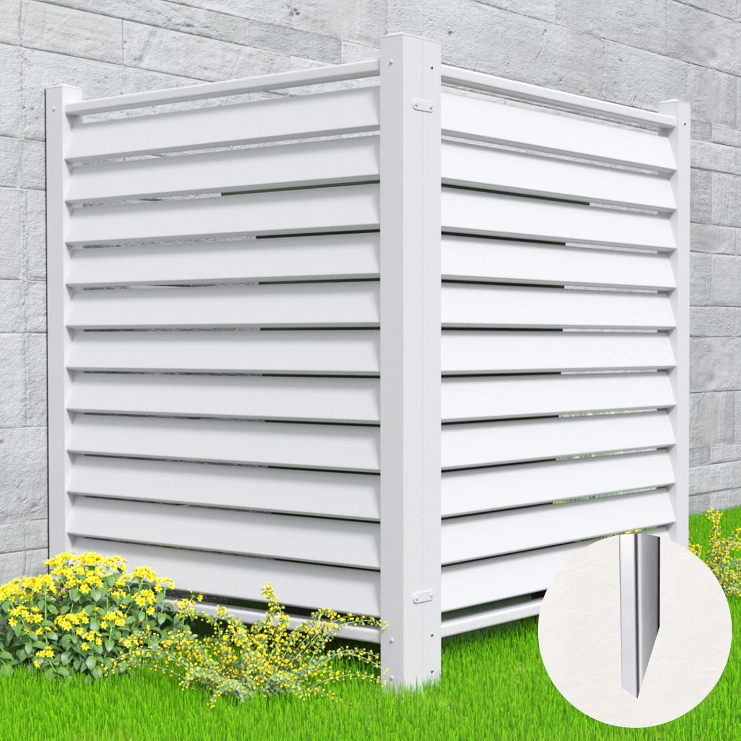 White No Dig Outdoor Privacy Fence Panels - 2-Pack