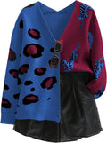 WDIRARA Women's Leopard Tiger Print Cardigan V Neck Long Sleeve - Bold