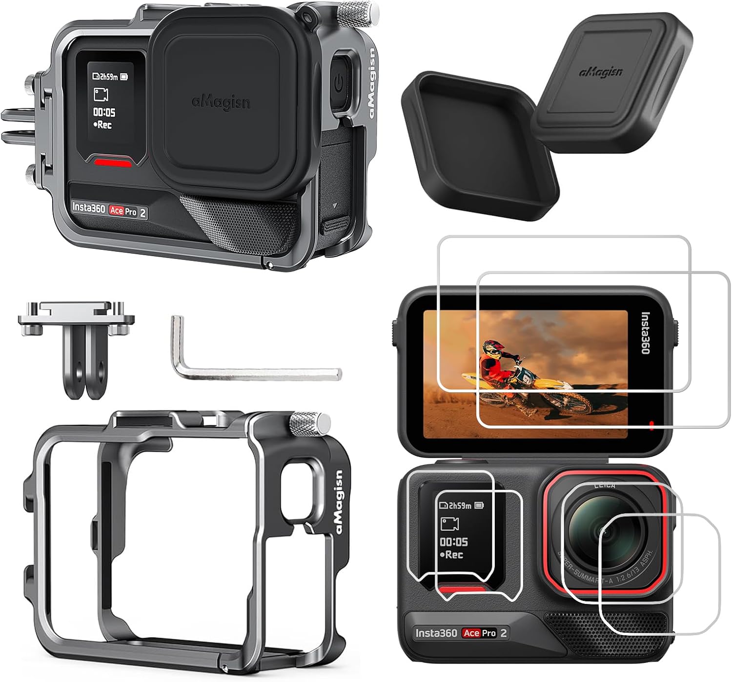 Aluminum Metal Frame Cage Case for Insta360 Ace Pro 2 Camera