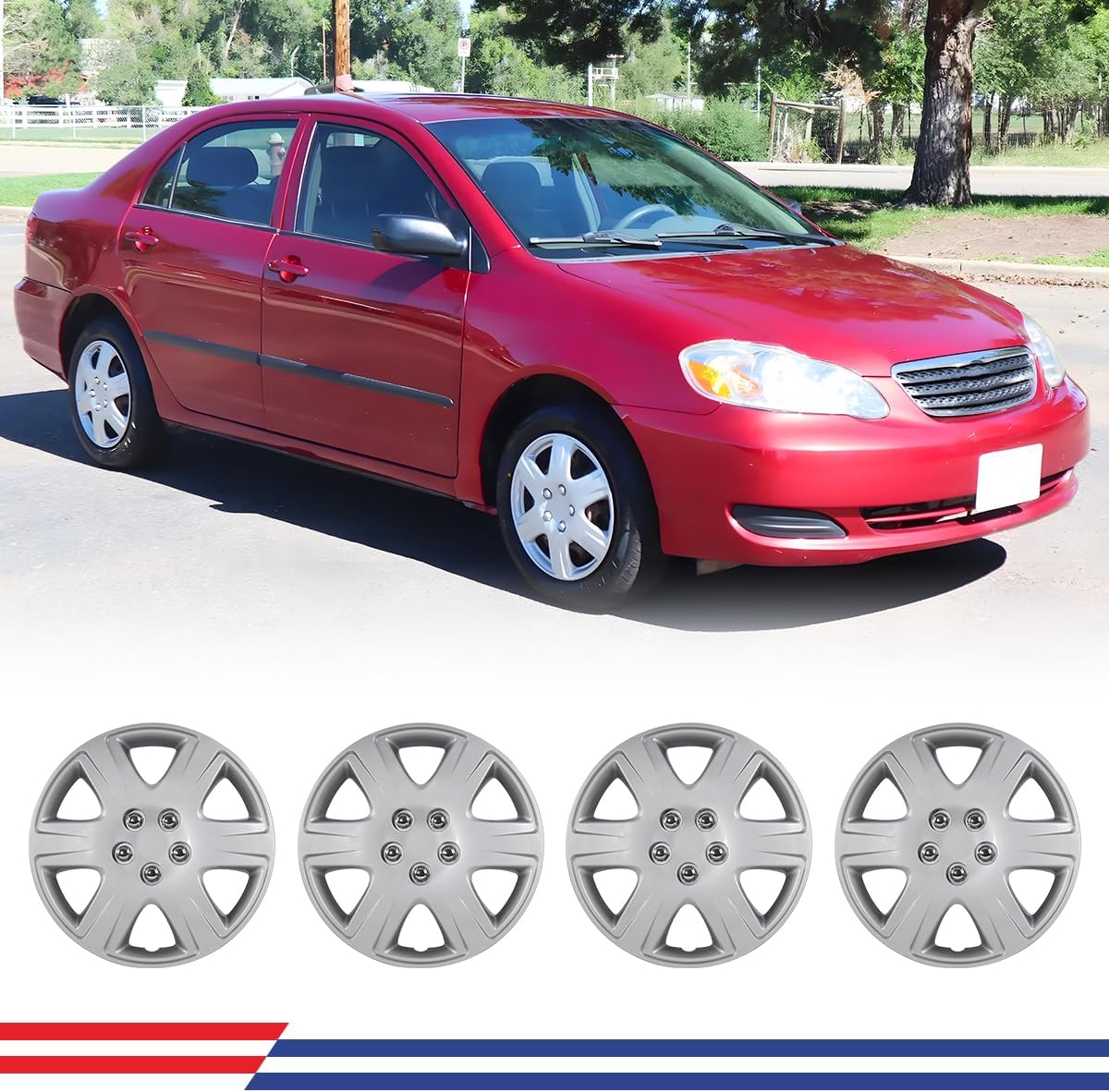 Winjet Lacquer 15 Inch Hubcaps for 2005-2008 Toyota Corolla