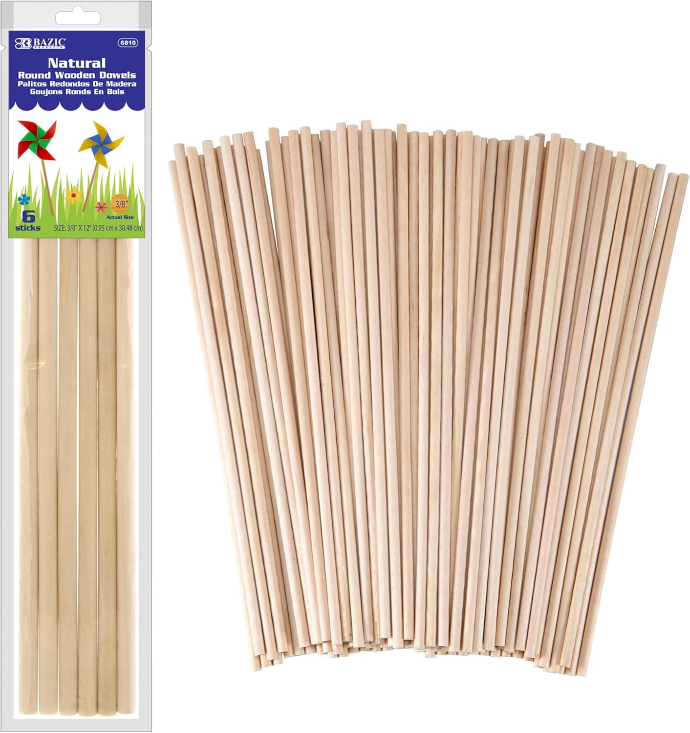Wooden Dowel Rods for Crafts, Cake Support, and More