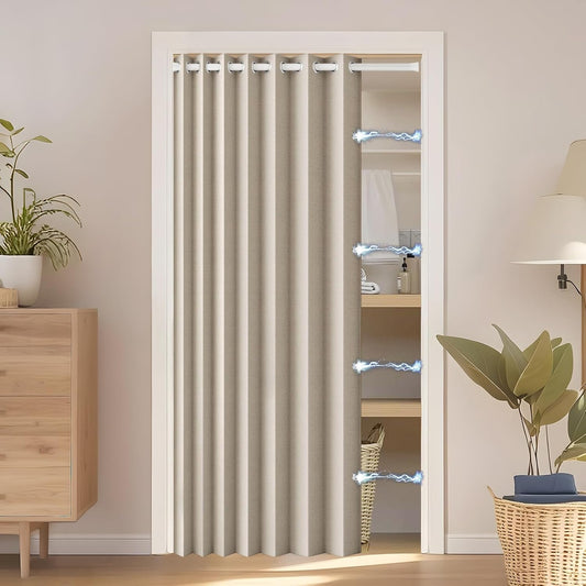 100% Blackout Magnetic Folding Door Curtain for Total Privacy