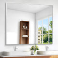 Silver Bathroom Mirror 48x48 in Rectangle Wall Mirror - Modern Metal
