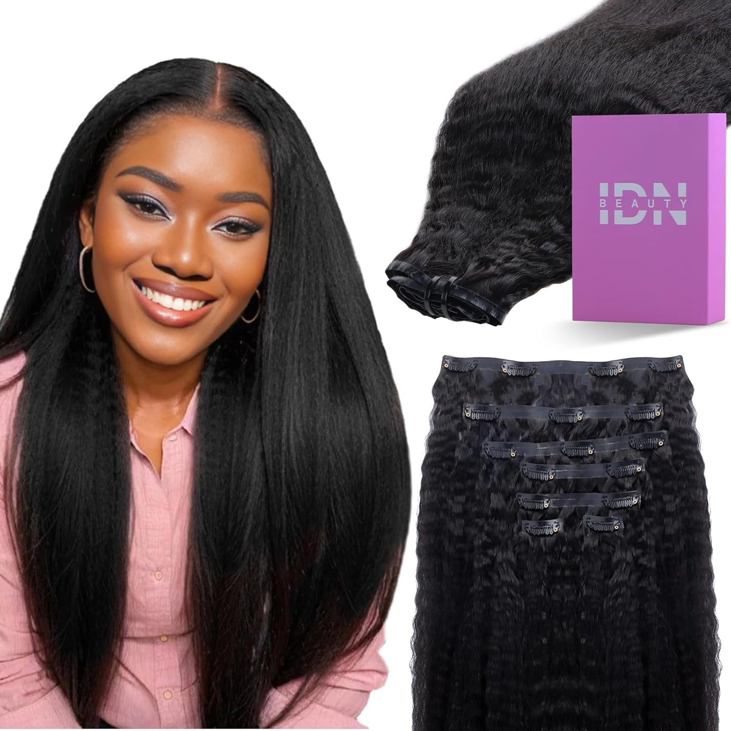 IDN BEAUTY Seamless Clip In Hair Extensions for Natural Look