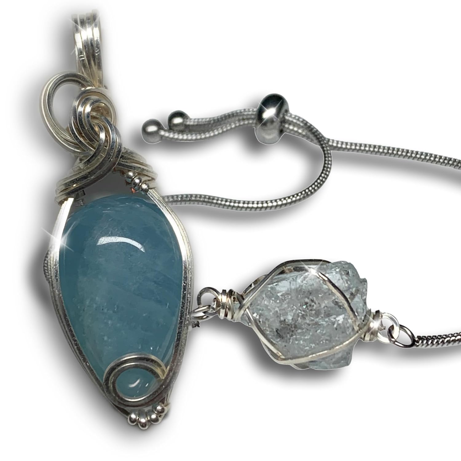 Aquamarine Birthstone Bracelet and Pendant Bundle for Women