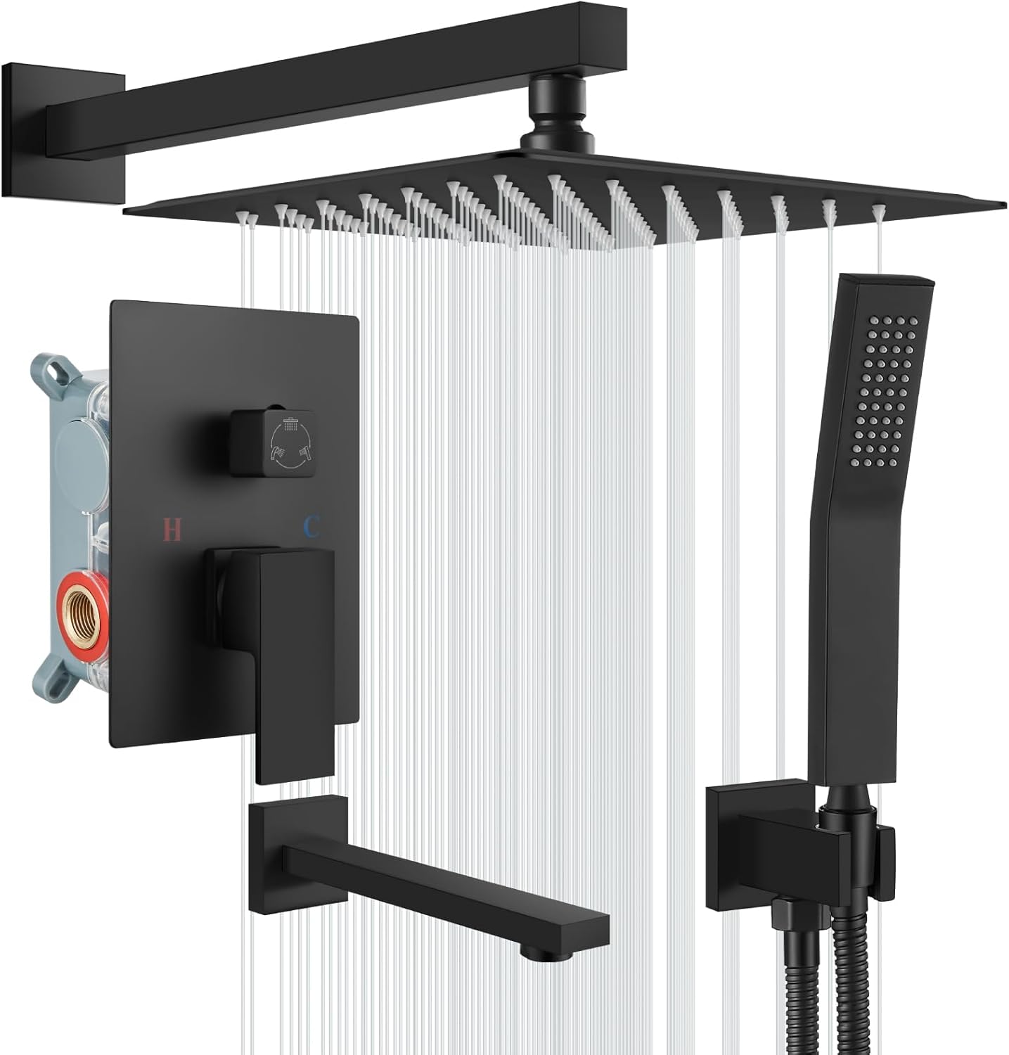 Gotonovo Shower System with Tub Spout and Rain Shower Head