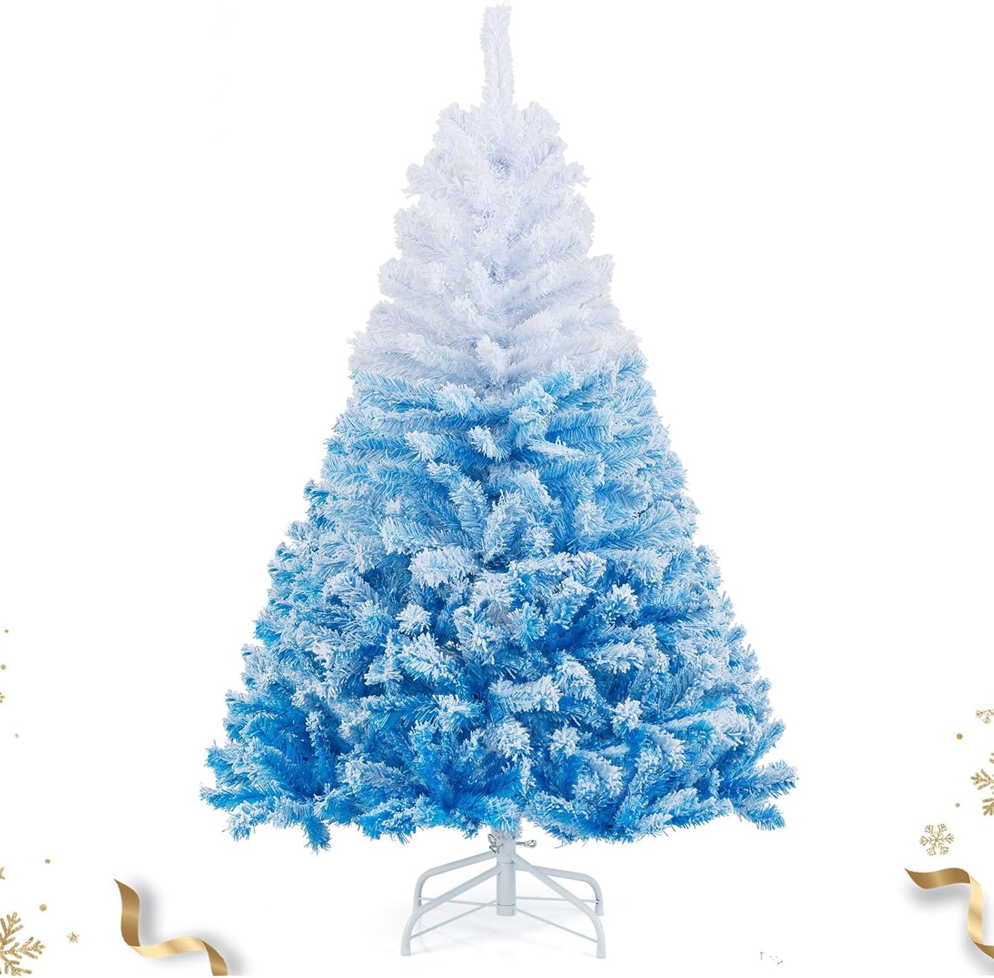 5 FT Flocked Christmas Tree with 456 Branch Tips for Holidays