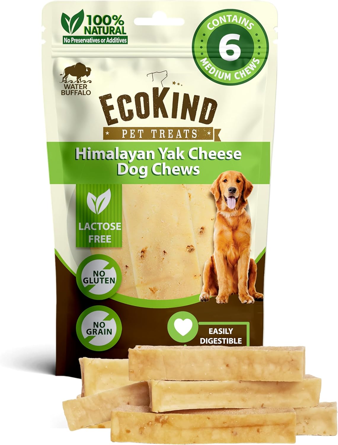 EcoKind Premium Gold Yak Cheese Chews for Medium Dogs