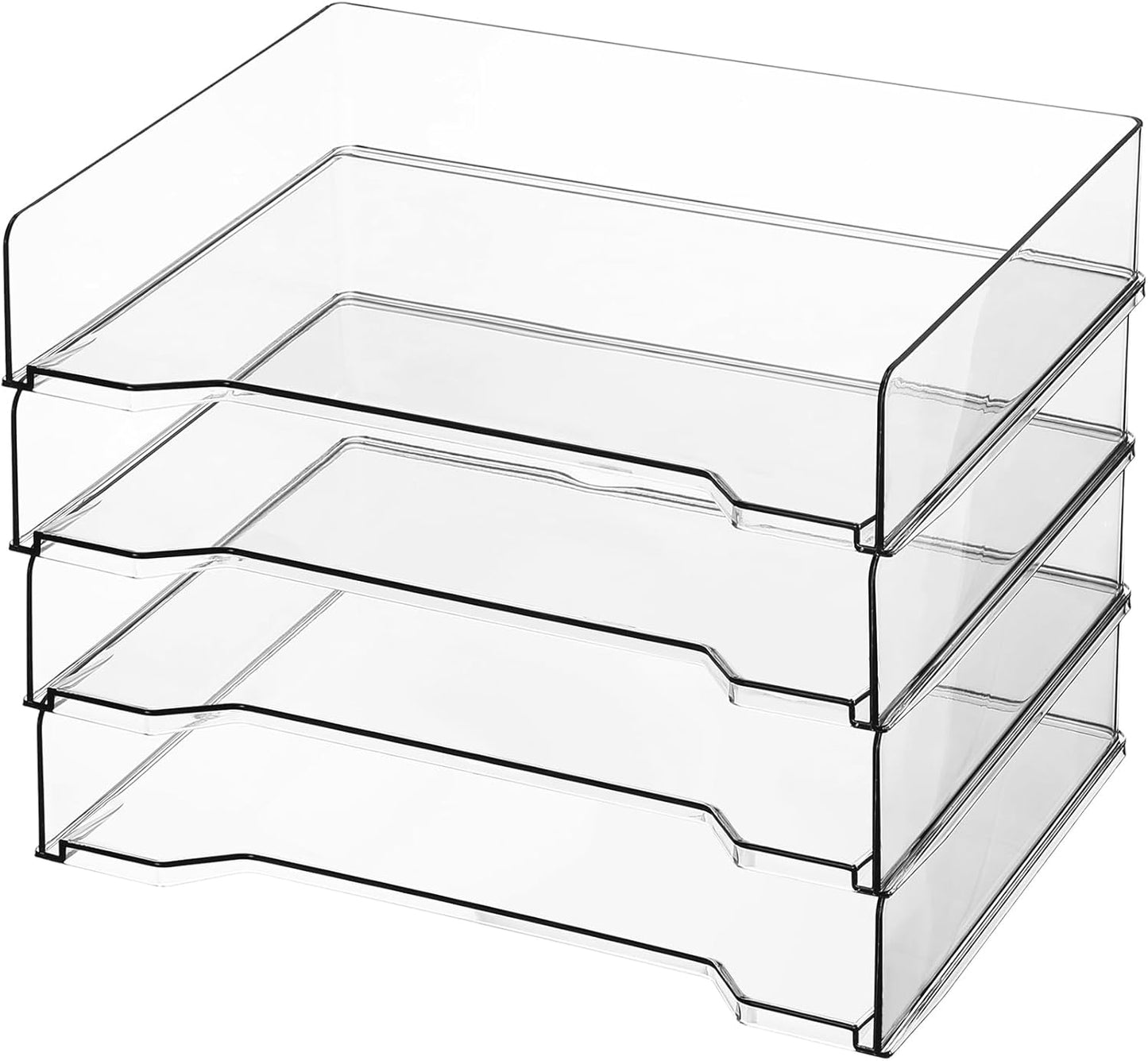 4 Pcs Stackable Letter Tray Organizer for Efficient Desktop Use