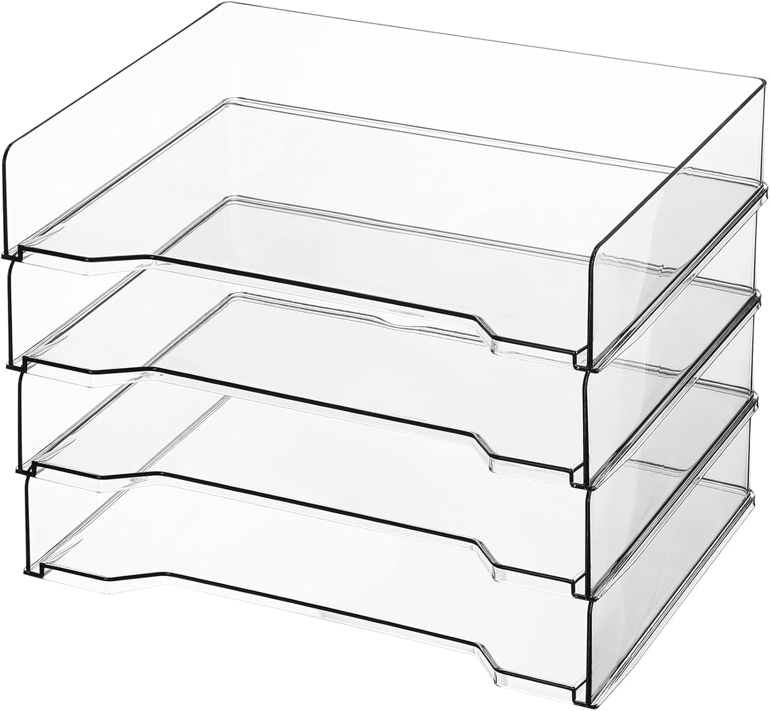 4 Pcs Stackable Letter Tray Organizer for Efficient Desktop Use