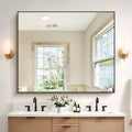 40x48in Black Bathroom Mirror Rectangle Wall Mirror - Clear Reflection