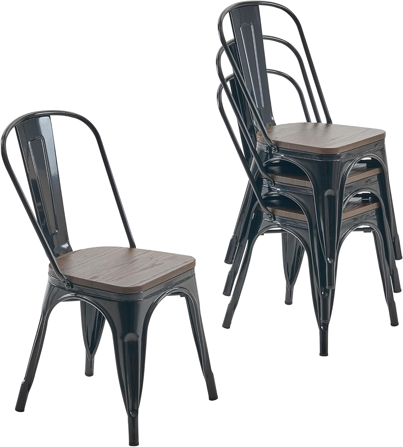 Nazhura Metal Dining Chair Set of 4 for Kitchen and Patio