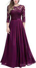 Miusol Women's Elegant Floral Lace 3/4 Sleeve Maxi Dress - Long Formal